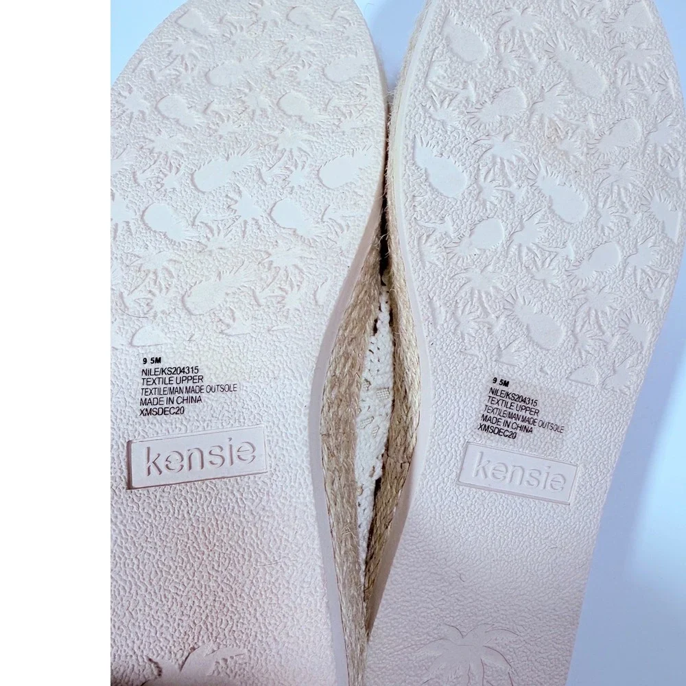 Kensie Crochet Espadrille Slip On Sneakers Beige Boho Cottagecore  9.5 10 NEW